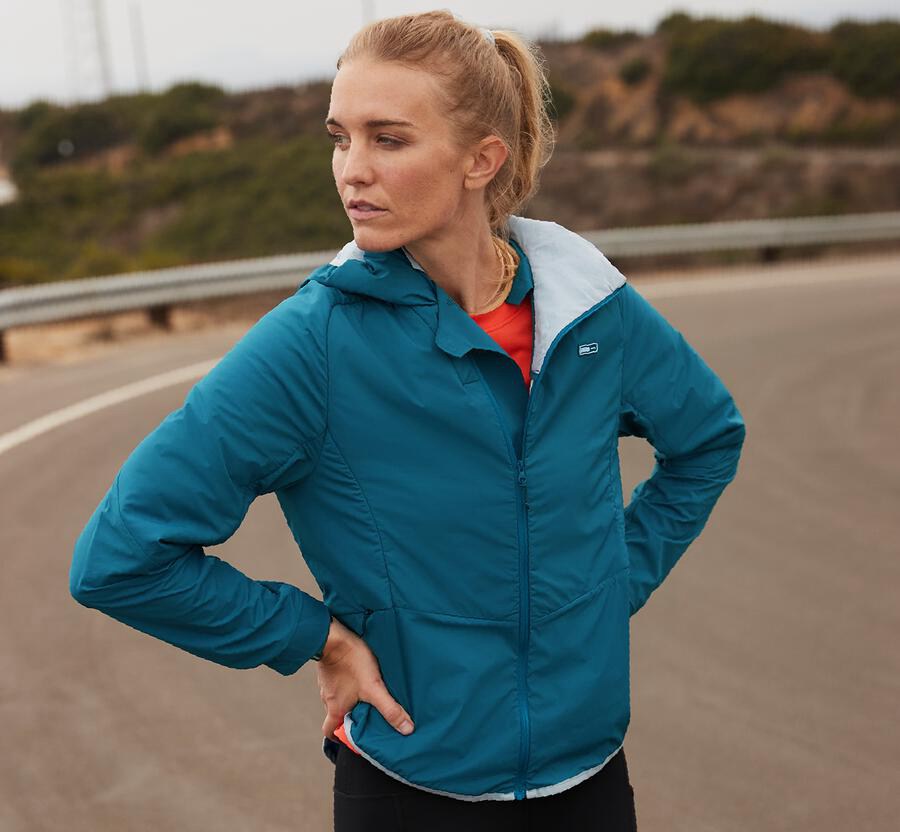 Hoka Australia One One Hybrid Run - Womens Jackets Blue - XMHZD-9875